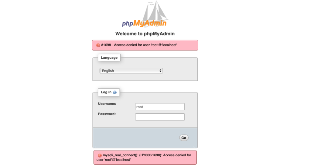 Can’t log into phpMyAdmin: mysqli_real_connect(): (HY000/1698): Access denied for user ‘root’@’localhost’