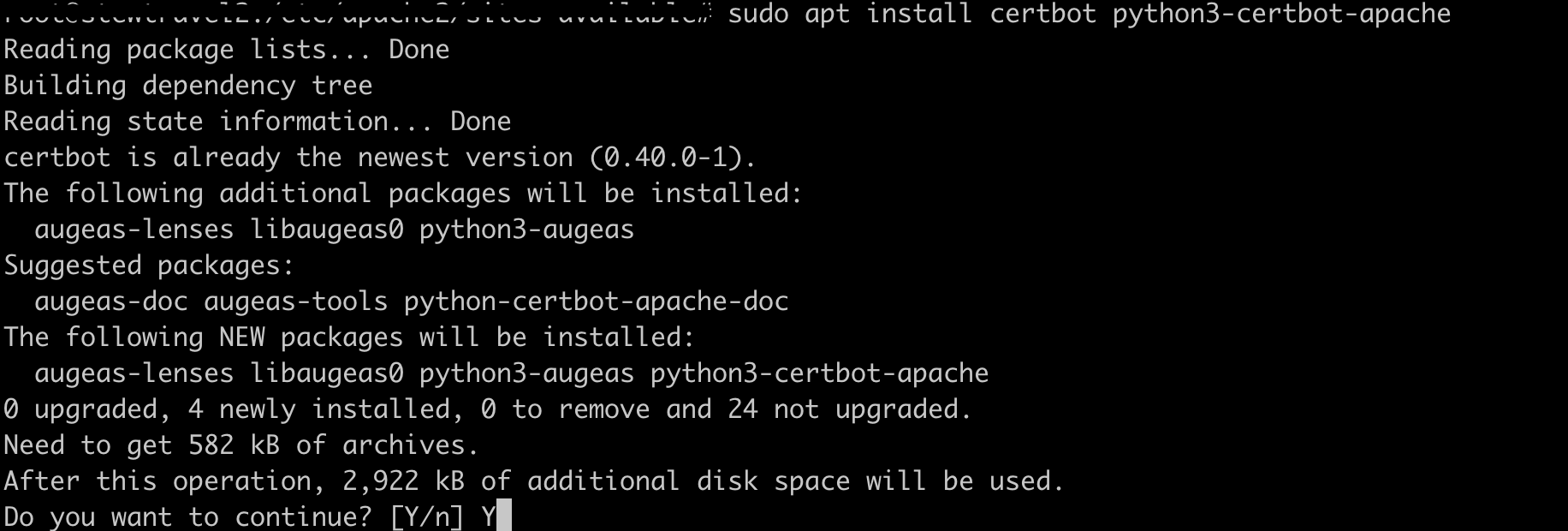 sudo apt install certbot python3-certbot-apache